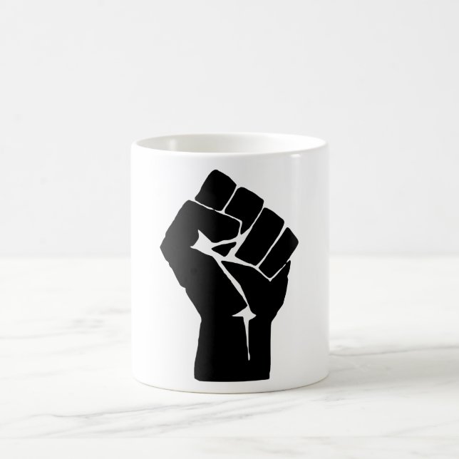 Black Fist Raised - Resistance Protest Coffee Mug (Center)