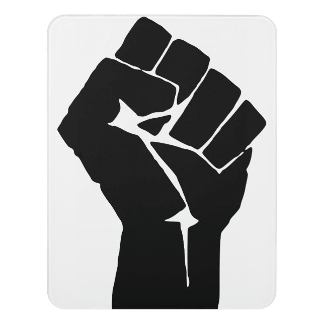 Black Fist Raised - Resistance Protest Door Sign (Contemporary Vert)