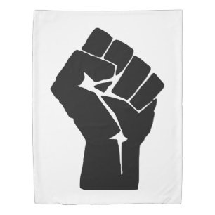 Black Fist Raised - Resistance Protest Duvet Cover