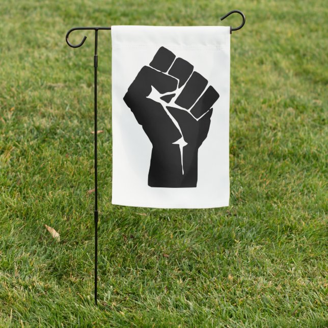 Black Fist Raised - Resistance Protest Garden Flag (In SItu)