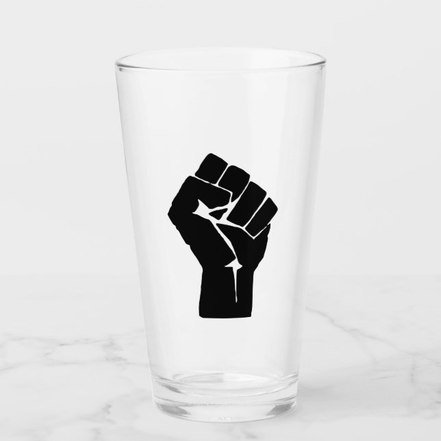 Black Fist Raised - Resistance Protest Glass (Front)