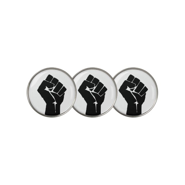 Black Fist Raised - Resistance Protest Golf Ball Marker (3 Up)