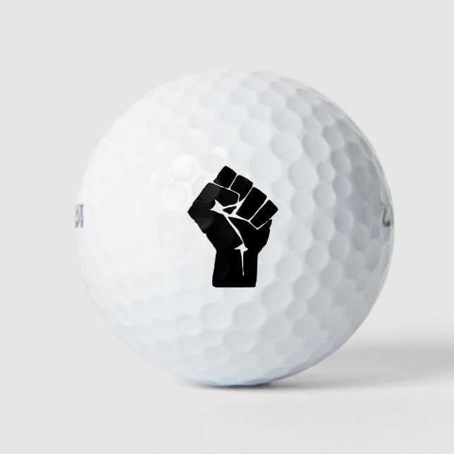 Black Fist Raised - Resistance Protest Golf Balls (Front)