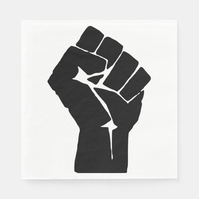 Black Fist Raised - Resistance Protest Napkins (Front)