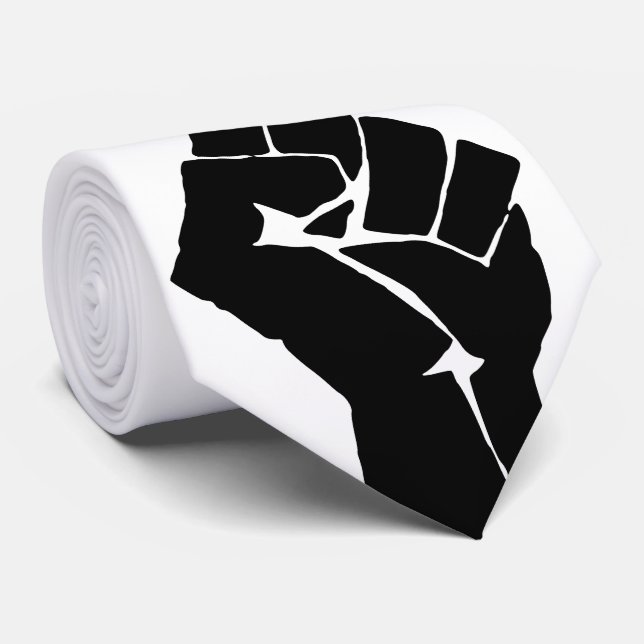 Black Fist Raised - Resistance Protest Neck Tie (Rolled)