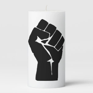 Black Fist Raised - Resistance Protest Pillar Candle