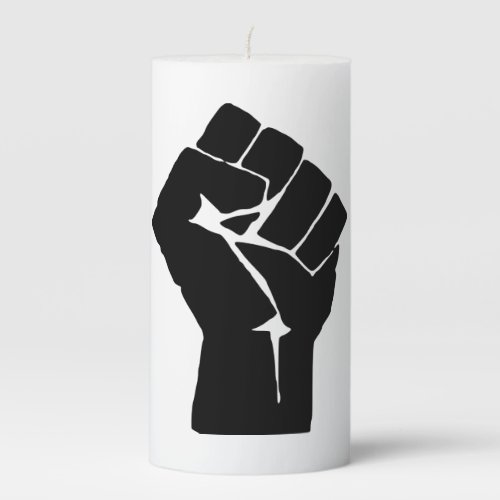Black Fist Raised _ Resistance Protest Pillar Candle