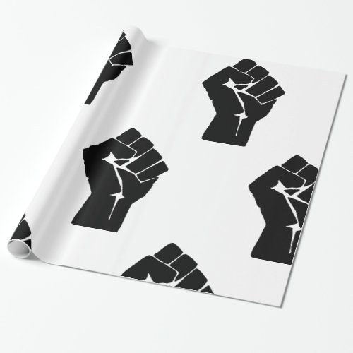 Black Fist Raised _ Resistance Protest Wrapping Paper