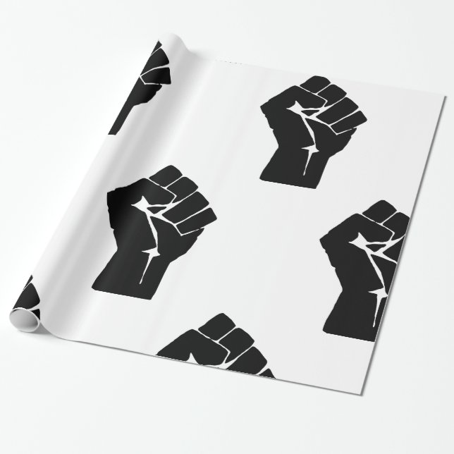 Black Fist Raised - Resistance Protest Wrapping Paper (Unrolled)