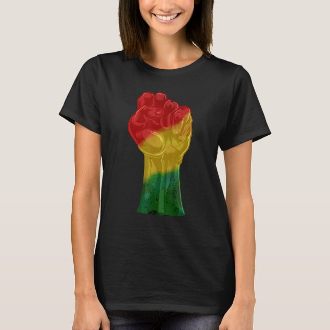 Black Fist Shirt African American Pride Black Hist (Front)