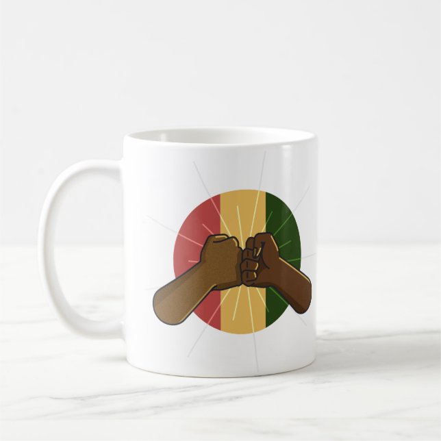 Black Fists Pound Greeting Coffee Mug (Left)