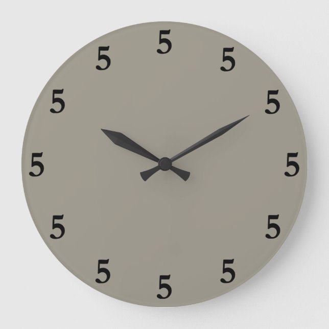 Black Five o'Clock Somewhere, Aluminum Silver Gray Large Clock (Front)