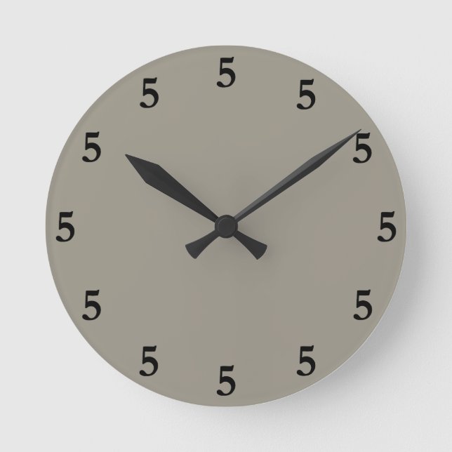 Black Five o'Clock Somewhere, Aluminum Silver Gray Round Clock (Front)
