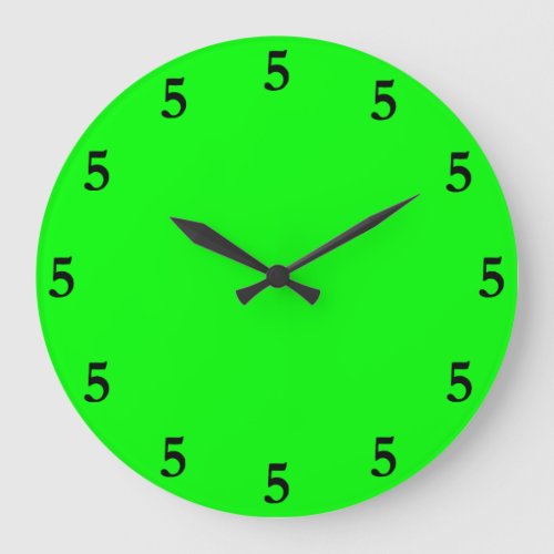 Black Five oClock Somewhere on Lime Green Large Clock