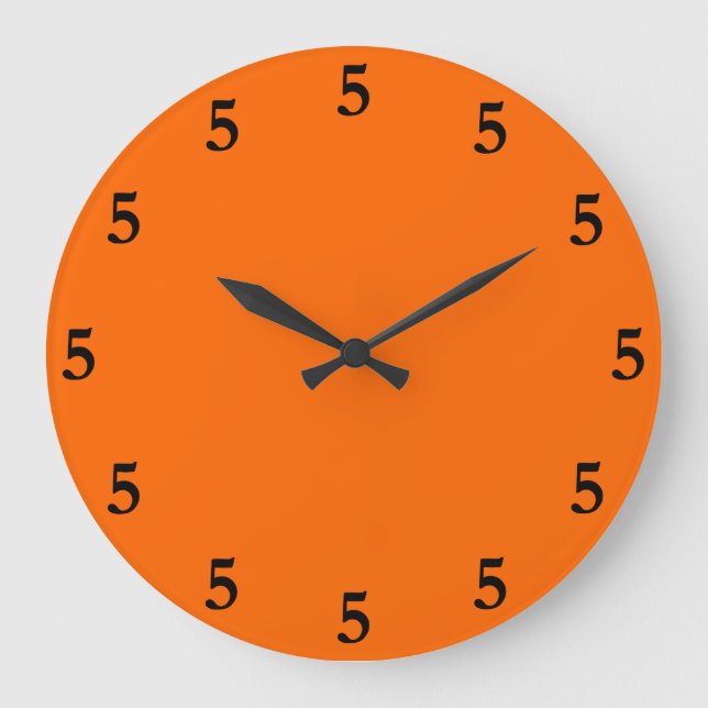 Black Five o'Clock Somewhere on Orange Large Clock (Front)