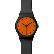 Black Five O'clock Somewhere On Orange Watch at Zazzle