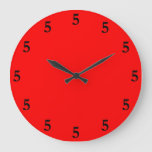 Black Five O&#39;clock Somewhere On Red Large Clock at Zazzle