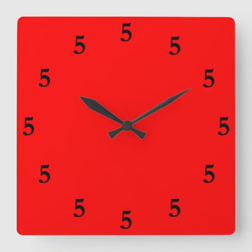 Black Five oClock Somewhere on Red Square Wall Clock