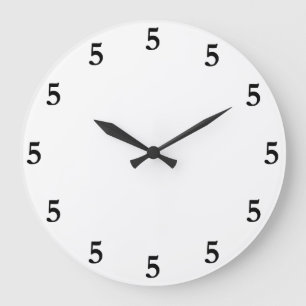 Black Five o'Clock Somewhere on White Large Clock
