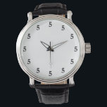 Black Five o'Clock Somewhere on White Watch<br><div class="desc">This watch looks forward to the end of the workday at 5 o'clock (five o'clock). Black five numbers on a white background. Customizable. A humorous watch that is perfect for anyone that works nine to five. Remember, it is always five o'clock somewhere.</div>