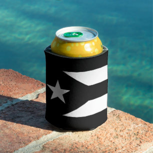Black flag of Puerto Rico Can Cooler