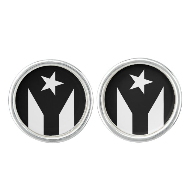Black flag of Puerto Rico Cufflinks (Front)