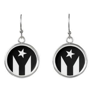Black flag of Puerto Rico Earrings