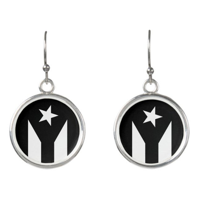 Black flag of Puerto Rico Earrings (Front)
