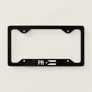 Black flag of Puerto Rico License Plate Frame