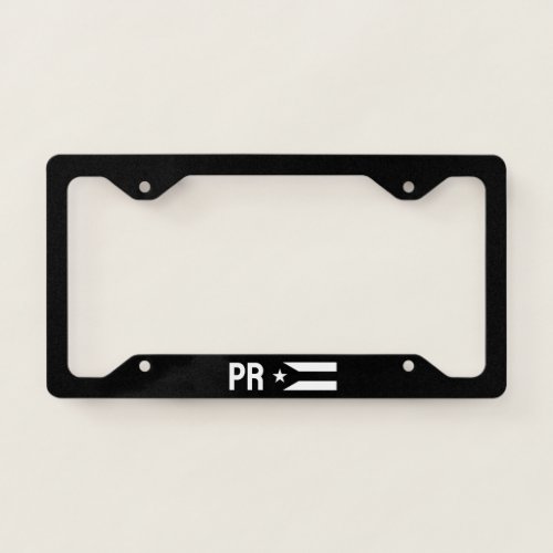Black flag of Puerto Rico License Plate Frame