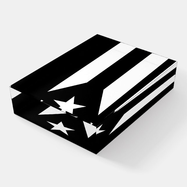 Black flag of Puerto Rico Square Sticker Paperweight (Angled)
