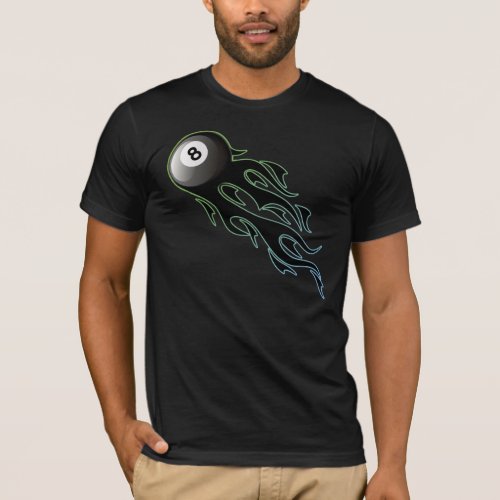 Black Flaming 8 Ball T_Shirt