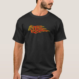 Black Flaming Mustang Horse T-Shirt