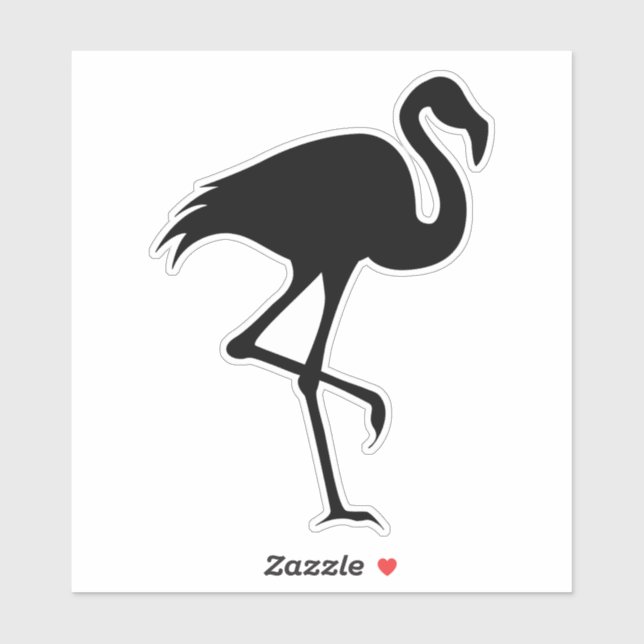 Black Flamingo Silhouette Bird Animal Wildlife Sticker (Sheet)