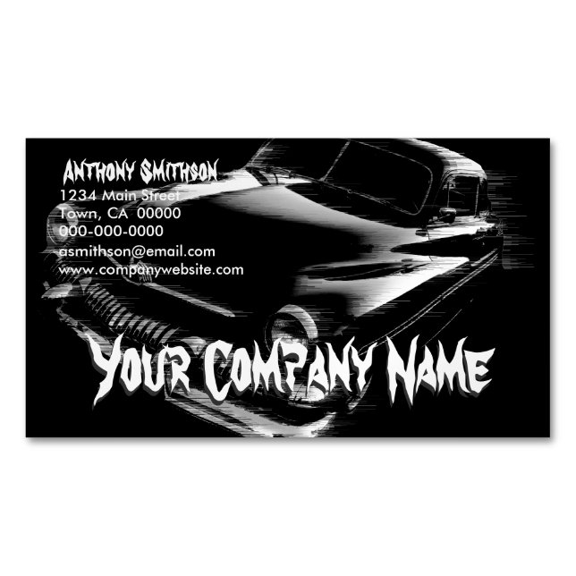 Black Flash Car Magnetic Business Card (Front)