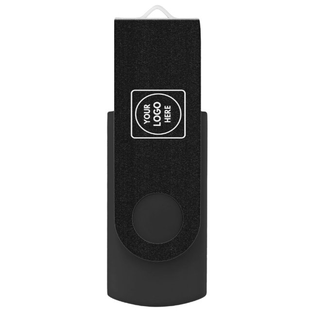 Black Flash Drive | Custom Business Logo USB (Front Vertical)