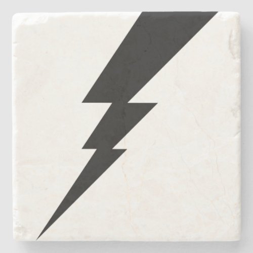 Black Flash Lightning Bolt Stone Coaster