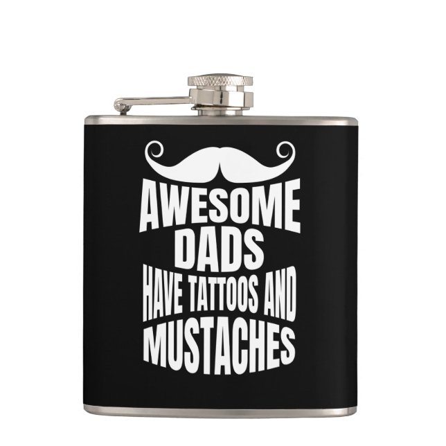 Black Flask Awesome Dads Have Tattoos  (Front)