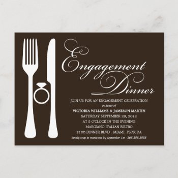 Black Flatware | Engagement Dinner Invitation Postcard by FINEandDANDY at Zazzle