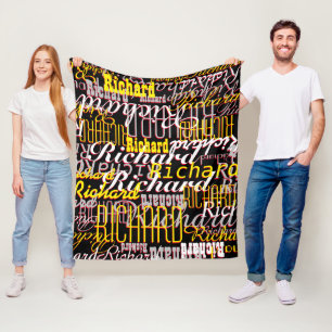 Black Fleece Blanket insanely patterned with name