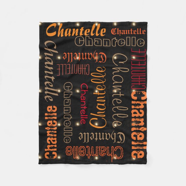 Black Fleece Blanket Name Collage Night Star (Front)