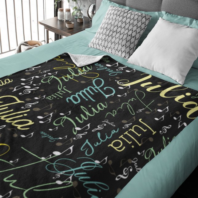 Black Fleece Blanket with Color Names and Clefs (Creator Uploaded)