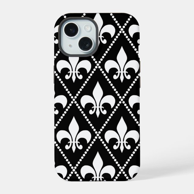 Black Fleur de Lis Iphone Case (Back)