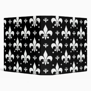 Black Fleur-de-lis Pattern Design  3 Ring Binder