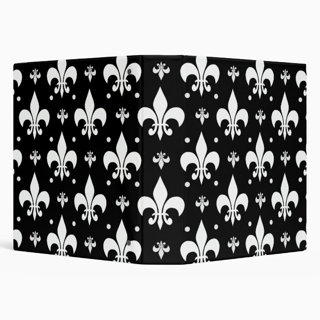 Black Fleur-de-lis Pattern Design  3 Ring Binder (Background)