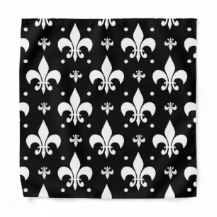 Black Fleur-de-lis Pattern Design  Bandana