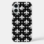 Black Fleur-de-lis Pattern Design  iPhone 16 Case