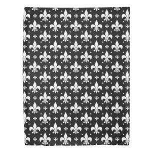 Black Fleur-de-lis Pattern Design  Duvet Cover