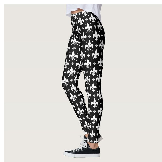 Black Fleur-de-lis Pattern Design  Leggings (Creator Uploaded)