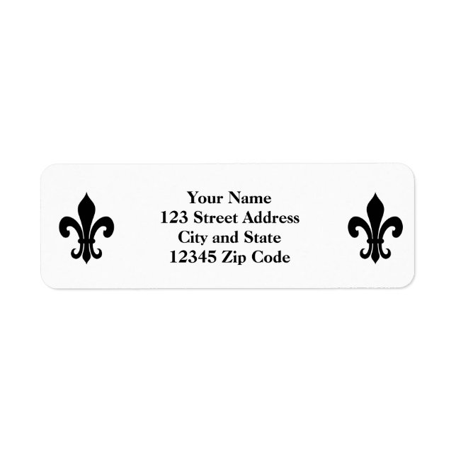 Black fleur de lis return address labels (Front)